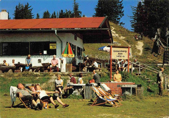 Ruhpolding Bayern Gipfelgaststaette Unternberg-Alm Sonnenterrasse Huber-Karte Nr