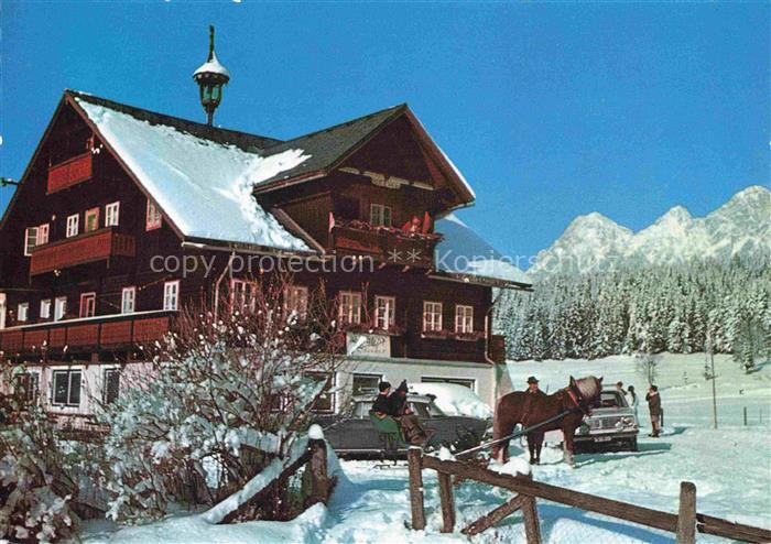 Ramsau Dachstein Steiermark AT Gasthof Pension Stocker Pferdeschlitten Winterlan