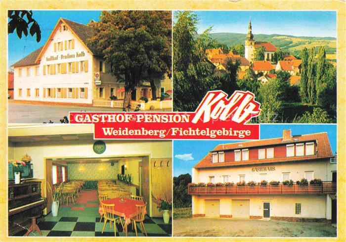 Weidenberg Bayreuth Bayern Gasthof Pension Kolb Gastraum Ortsansicht mit Kirche