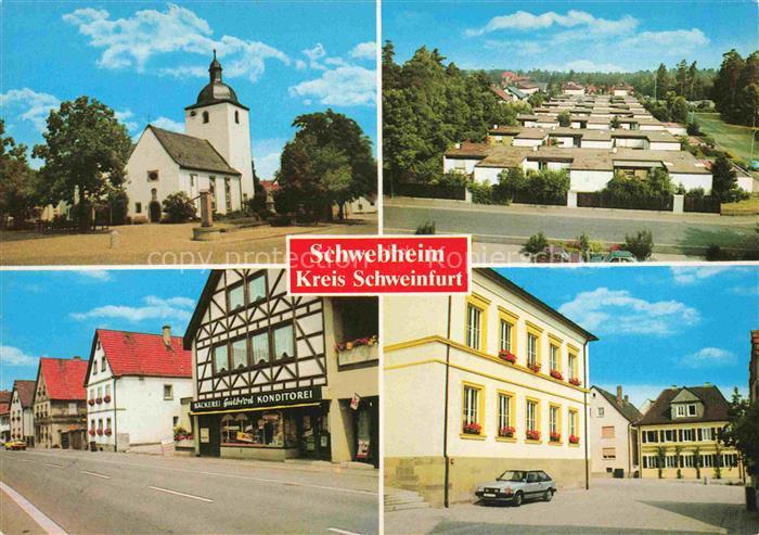 Schwebheim Unterfranken Kirche Motive Ortszentraum Wohnsiedlung Bungalows