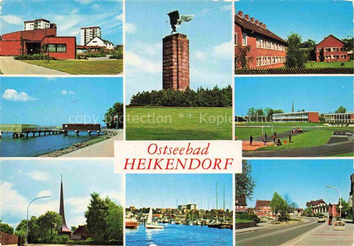 Heikendorf Ostseebad Teilansichten Hafen Sportstadion Denkmal