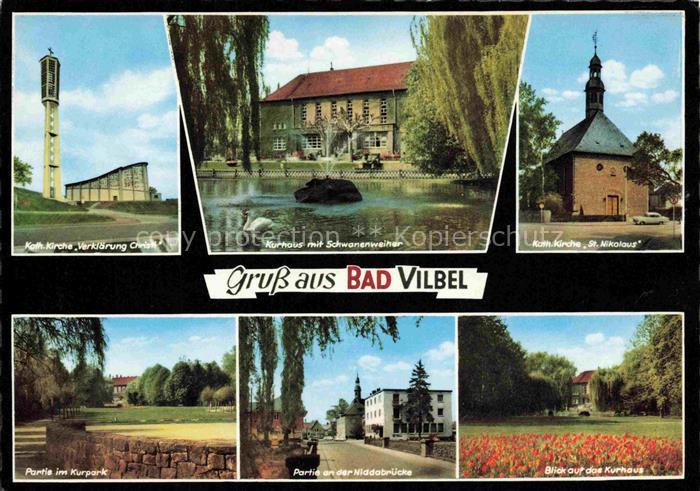 Bad Vilbel Kirche Kurhaus Schwanenweiher Kurpark Niddabruecke