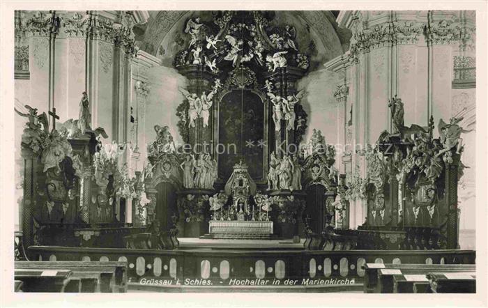 Gruessau Krzeszow Niederschlesien PL Hochaltar in der Marienkirche