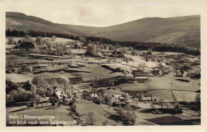 Hain Giersdorf Riesengebirge Podgorzy PL Panorama Blick nach dem Spindlerpass
