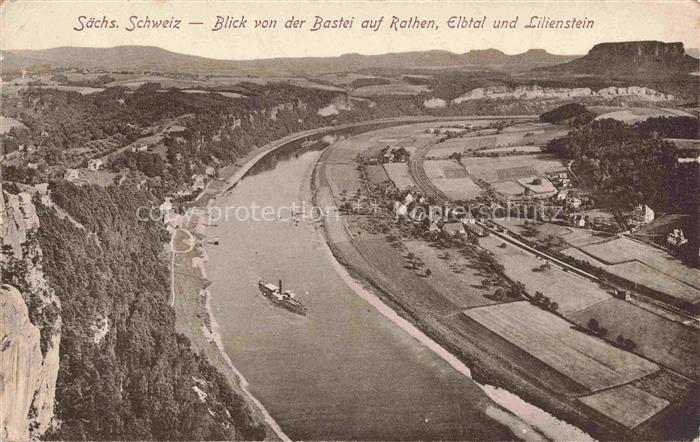 Rathen Saechsische Schweiz Panorama Blick von der Bastei auf Elbtal und Lilienst