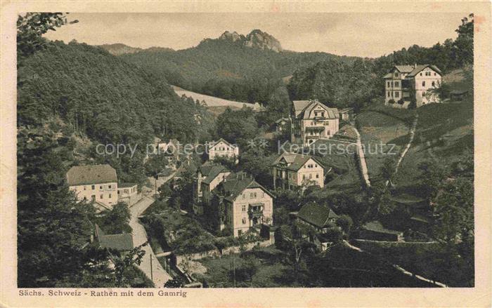 Rathen Saechsische Schweiz Teilansicht mit dem Gamrig