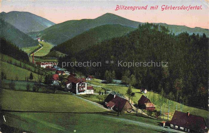 Blitzengrund Goerbersdorfertal Riesengebirge PL Panorama Blick ins Goerbersdorfe