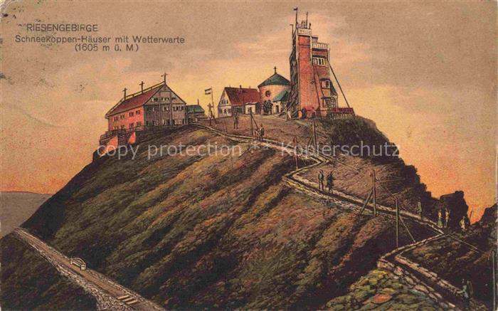 Schneekoppe Snezka CZ Schneekoppen-Haeuser mit Wetterbaude Bergbaude