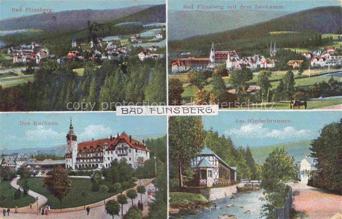 Bad Flinsberg Swieradow Zdroj PL Panorama Blick gegen Iserkamm Kurhaus Niederbru