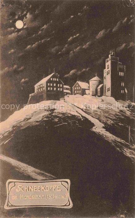 Schneekoppe Snezka CZ Bergbaude im Mondschein