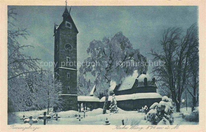 Wang  Kirche Wang Brueckenberg Karpacz Gorny PL Kirche Wang Winter im Riesengebi