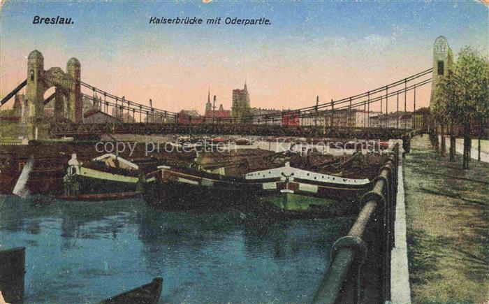 Breslau WROCLAW PL Kaiserbruecke mit Oderpartie