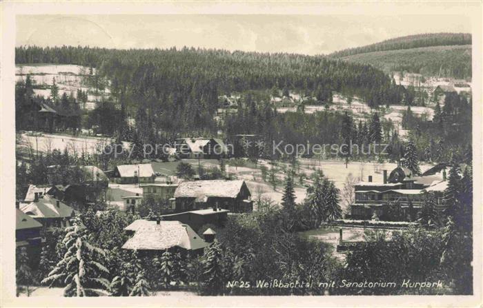 Weissbachtal Szklarska Poreba Riesengebirge PL Panorama mit Blick zum Sanatorium