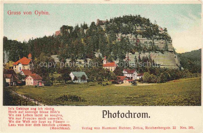 Oybin Sachsen Teilansicht Moschkau Gedicht Photochrom
