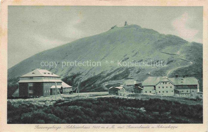 Karpacz Krummhuebel Riesengebirge PL Schlesierhaus mit Riesenbaude und Schneekop