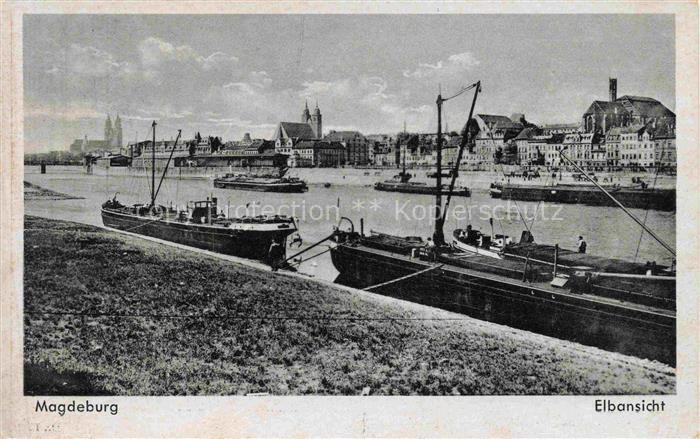 MAGDEBURG  CITY Elbansicht Binnenschiffahrt