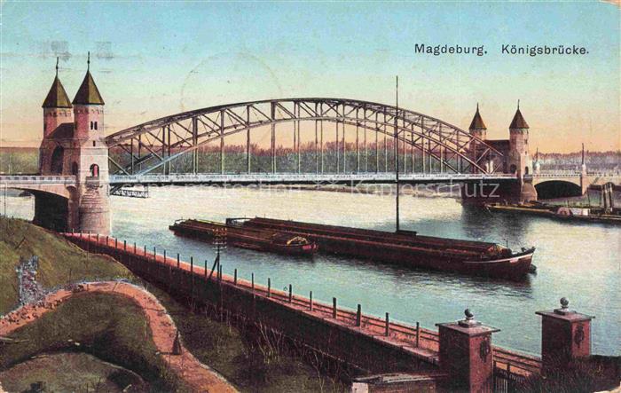 MAGDEBURG  CITY Koenigsbruecke ueber die Elbe Binnenschiffahrt