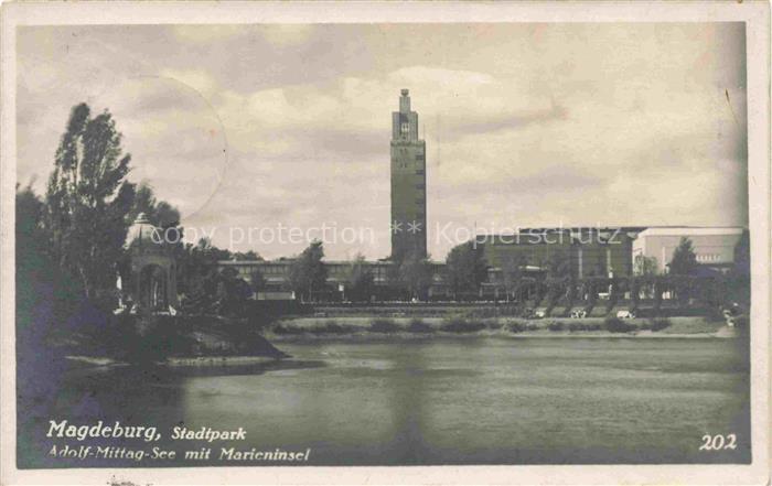 MAGDEBURG  CITY Stadtpark Adolf-Mittag-See mit Marieninsel