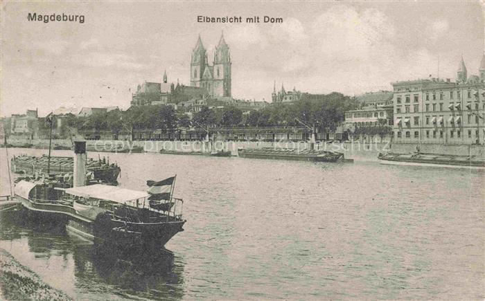 MAGDEBURG  CITY Elbansicht mit Dom Dampfer