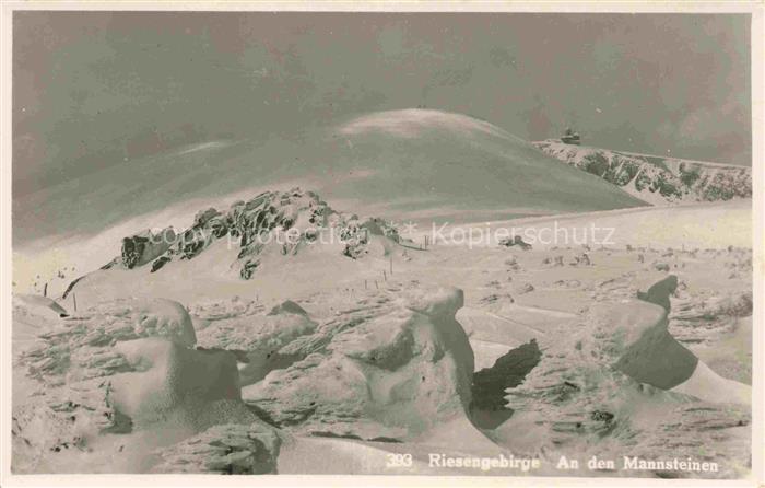 Krummhuebel Karpacz Riesengebirge PL Winterpanorama an den Mannsteinen Felsforma