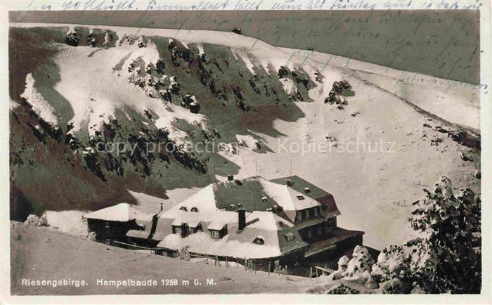 Brueckenberg Krummhuebel Riesengebirge PL Hampelbaude Winterpanorama