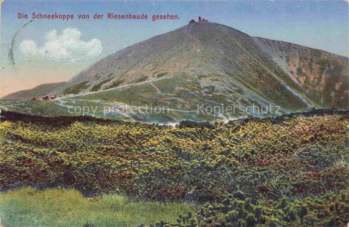 Krummhuebel Karpacz Riesengebirge PL Panorama Blick zur Schneekoppe von der Ries