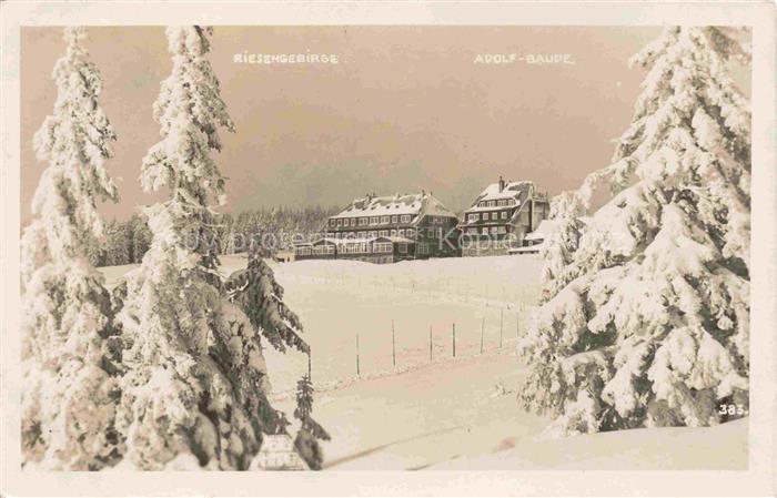 Spindelmuehle Riesengebirge Spindleruv Mlyn CZ Winterpanorama mit Adolfbaude