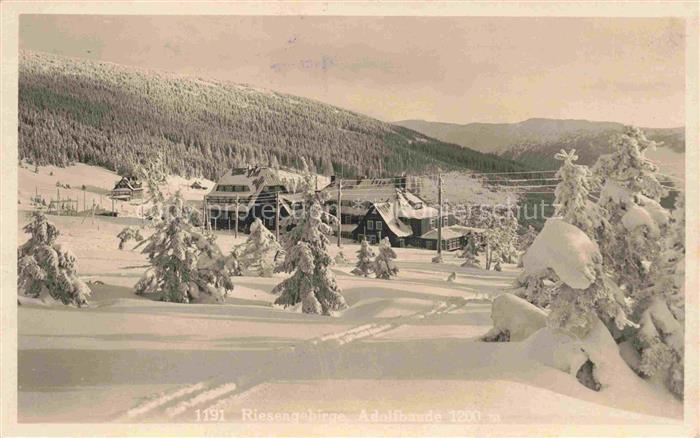 Spindelmuehle Riesengebirge Spindleruv Mlyn CZ Winterpanorama mit Adolfbaude