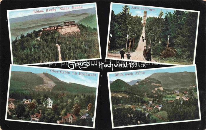 Oybin Sachsen Panorama mit Hochwald Boehmische Baude Saechsische Baude Aussichts