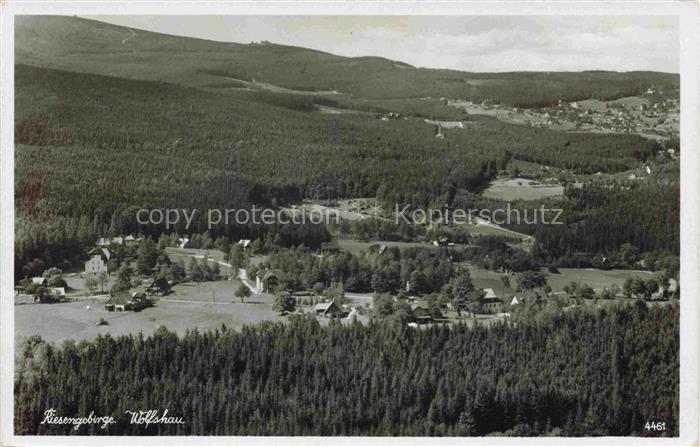 Wolfshau Riesengebirge PL Panorama Blick nach dem Brueckenberg