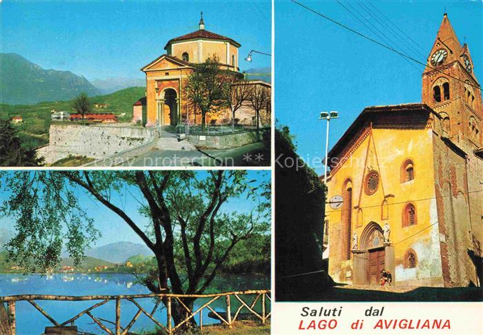Avigliana Laghi Piemonte IT Uferpartie am See Kirche