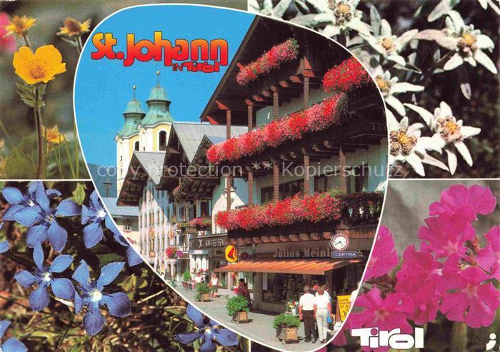 St Johann Tirol AT Motive Ortszentrum Blumenschmuck Alpenflora