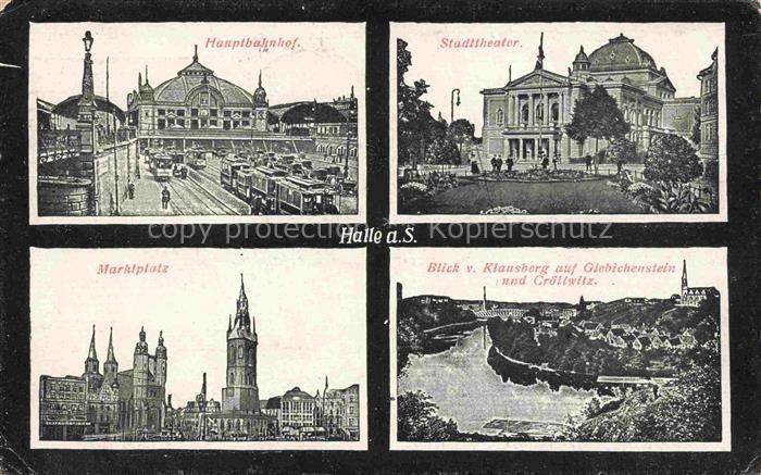 HALLE SAALE Hauptbahnhof Marktplatz Stadttheater Blick vom Klausberg Giebichens