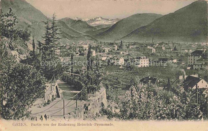 Gries Bozen BOLZANO Suedtirol IT Panorama Blick von der Erzherzog Heinrich-Prom