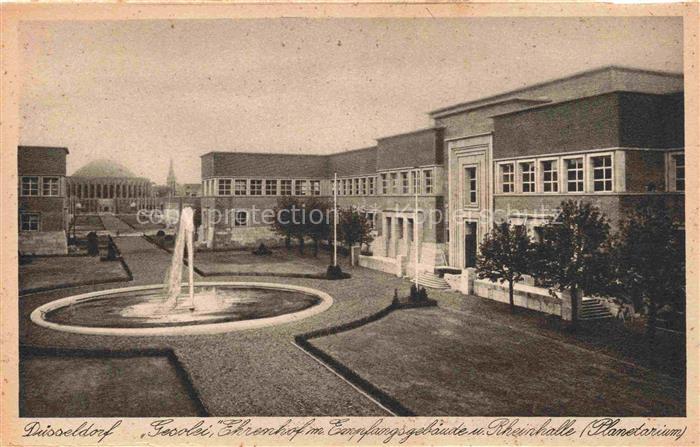 DuessELDORF CITY GeSoLei Ehrenhof mit Empfangsgebaeude und Rheinhalle Planetari