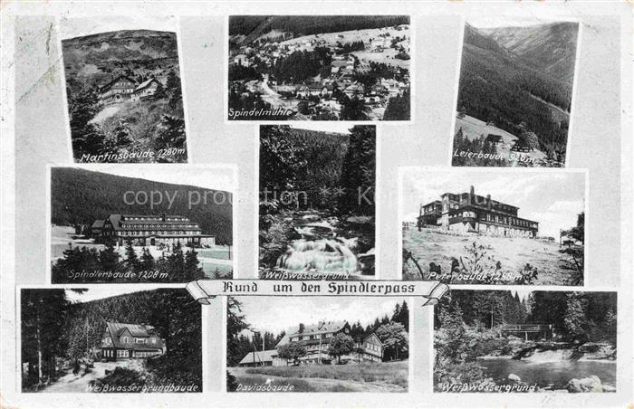 Spindlerpass 1200m Spindlermuehle Spindleruv Mlyn CZ und Umgebung Bergbauden Lan