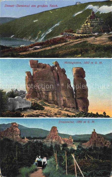 Grosser Teich Wielki Staw Riesengebirge PL Donat-Denkmal am grossen Teich Mittag