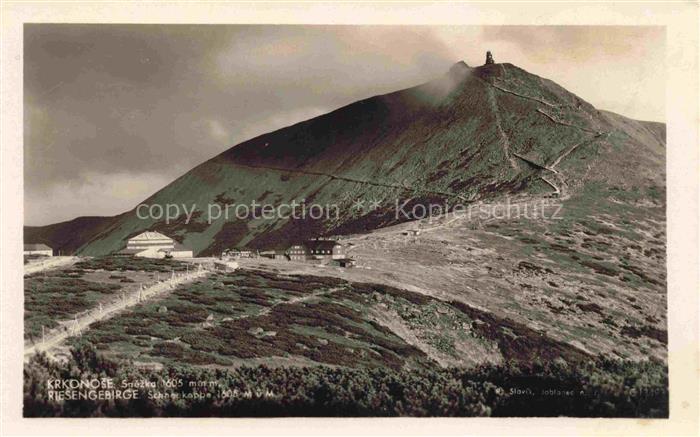 Karpacz Krummhuebel Riesengebirge PL Panorama Blick zur Schneekoppe Bergbauden