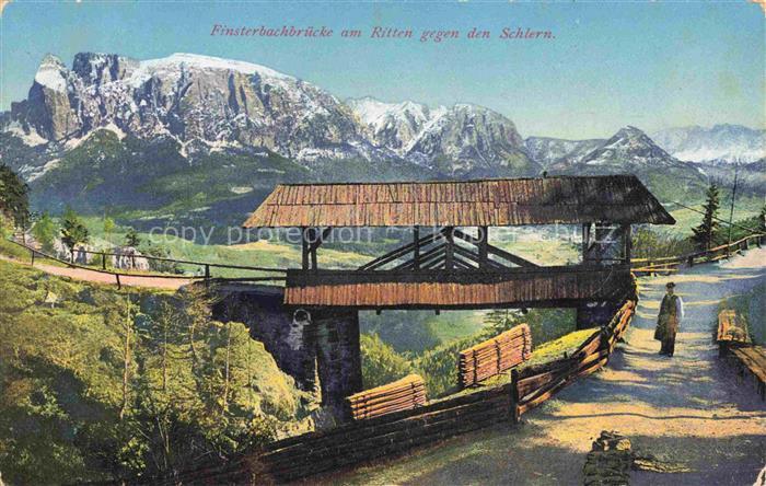 Ritten Renon Trentino Suedtirol IT Finsterbachbruecke Blick gegen Schlern