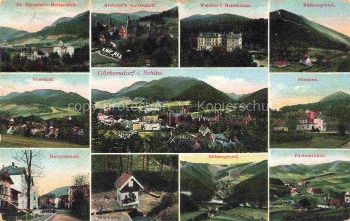 Goerbersdorf  Sokolowsko Schlesien PL und Umgebung Oberdorf Hauptstrasse Muehle