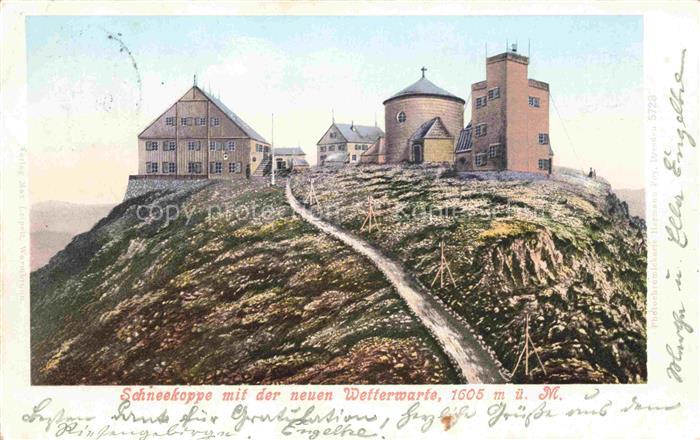 Krummhuebel Karpacz Riesengebirge PL Schneekoppe mit neuer Wetterwarte