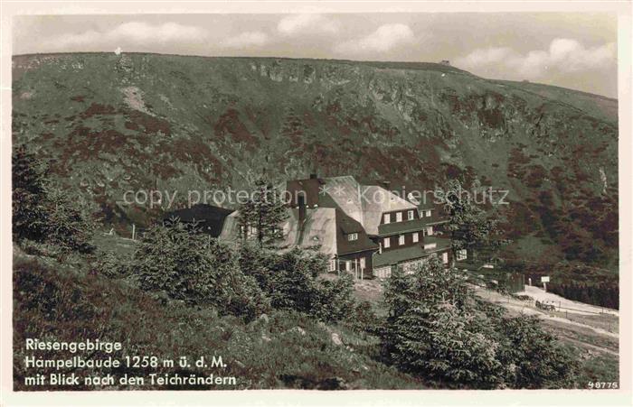 Karpacz Krummhuebel Riesengebirge PL Hampelbaude mit Blick nach den Teichraender
