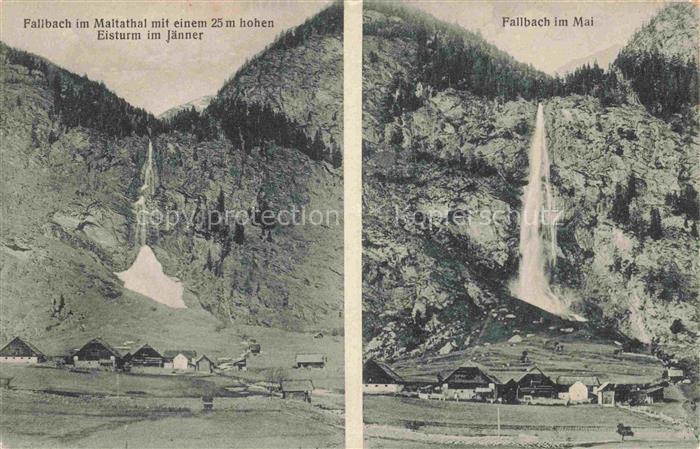 Malta Maltatal Kaernten AT Fallbach im Maltatal im Jaenner und im Mai