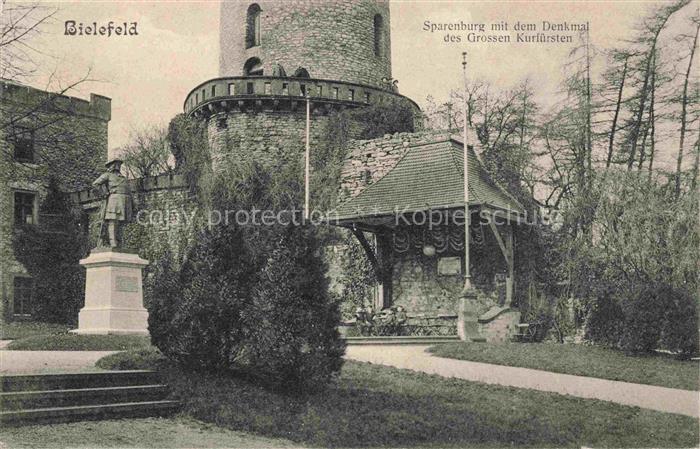 BIELEFELD CITY Sparenburg mit Denkmal des Grossen Kurfuersten