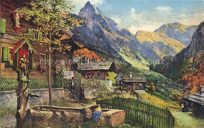 Gerstruben Oberstdorf Oberallgaeu Teilansicht Bergdorf Brunnen Allgaeuer Alpen K