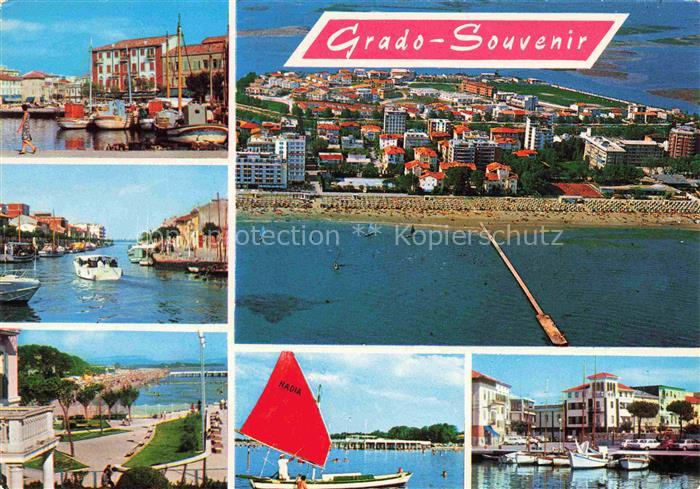 GRADO Gorizia IT Panorama aereo della spiaggia e veduta del porto