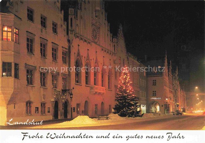 LANDSHUT  Isar Weihnachts- und Neujahrskarte Verschneite Innenstadt