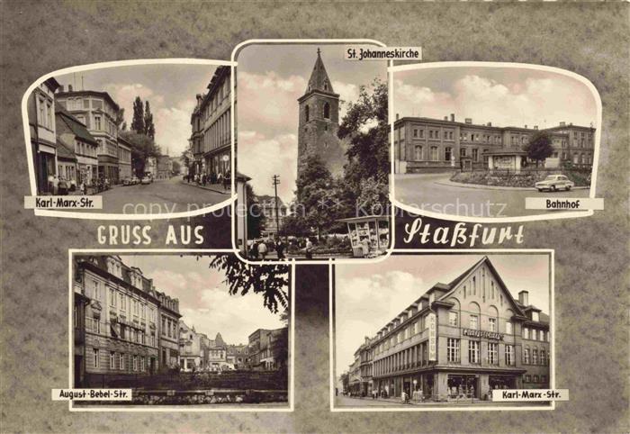 Stassfurt Sachsen-Anhalt Karl-Marx-Strasse St. Johanniskirche Bahnhof August-Beb