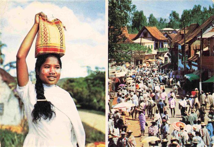 Malagasy Republic Madagascar Madagaskar Jeune fille Village des Hauts Plateaux