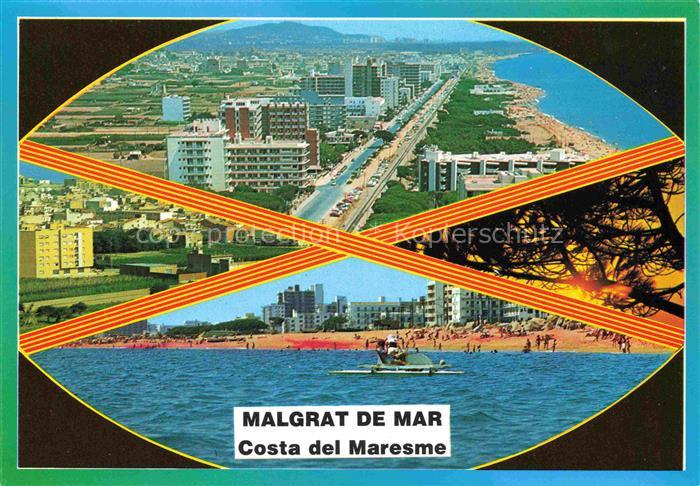 Malgrat-de-Mar Cataluna ES Kuestenpanorama Costa del Maresme Luftaufnahme Strand